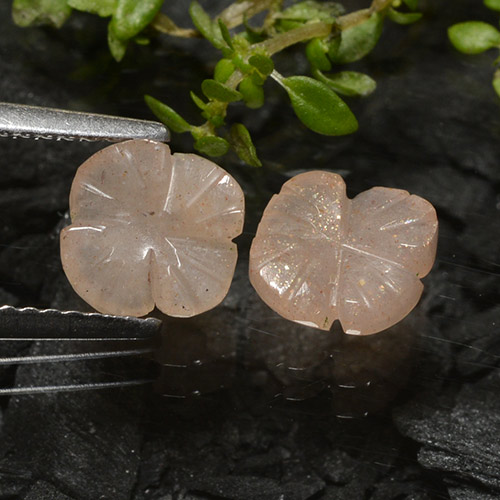 2.08캐럿 천연 매우 밝은 갈색 문스톤 보석, 플라워 컷, 7.6×7.5 mm, 투명한