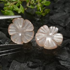 3.50캐럿 천연 매우 밝은 갈색 문스톤 보석, 플라워 컷, 9.4×9.2 mm, 투명한