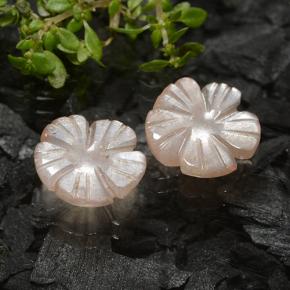 3.50캐럿 천연 매우 밝은 갈색 문스톤 보석, 플라워 컷, 9.4×9.2 mm, 투명한