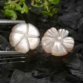 3.50캐럿 천연 매우 밝은 갈색 문스톤 보석, 플라워 컷, 9.4×9.2 mm, 투명한