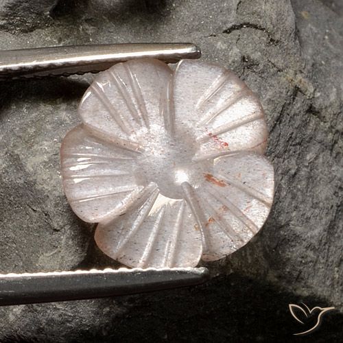 4.07ct 자연스러운 뉴트럴 브라운 월장석, 플라워 컷, 투명한