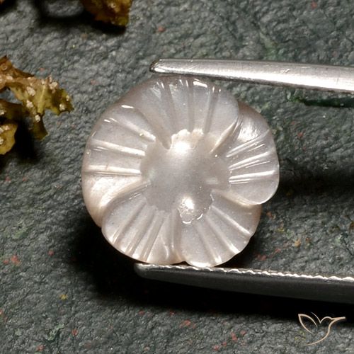 4.02ct 자연스러운 라이트 캐러멜 브라운 월장석, 플라워 컷, 투명한