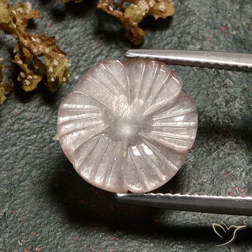 4.86ct 자연스러운 매우 밝은 갈색 월장석, 플라워 컷, 투명한