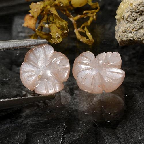 2.79캐럿 천연 라이트 캐러멜 브라운 문스톤 보석, 플라워 컷, 8.2×8.1 mm, 투명한