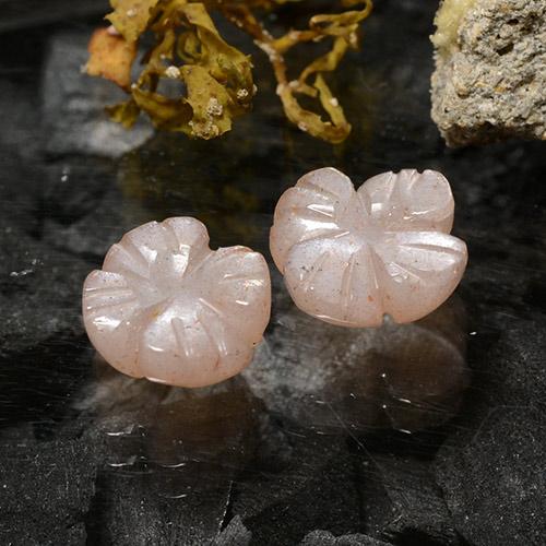 2.79캐럿 천연 라이트 캐러멜 브라운 문스톤 보석, 플라워 컷, 8.2×8.1 mm, 투명한