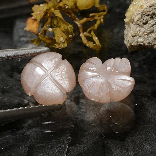 2.79캐럿 천연 라이트 캐러멜 브라운 문스톤 보석, 플라워 컷, 8.2×8.1 mm, 투명한