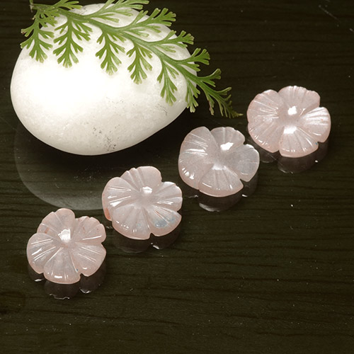 7.89캐럿 천연 매우 밝은 분홍색 월장석 보석, 플라워 컷, 투명한