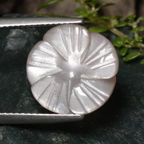 6.52캐럿 천연 매우 밝은 갈색 문스톤, 플라워 컷, 투명한