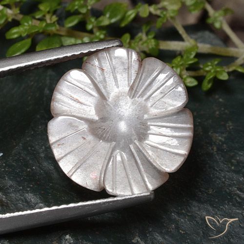 6.14ct 자연스러운 매우 밝은 분홍색 월장석, 플라워 컷, 투명한