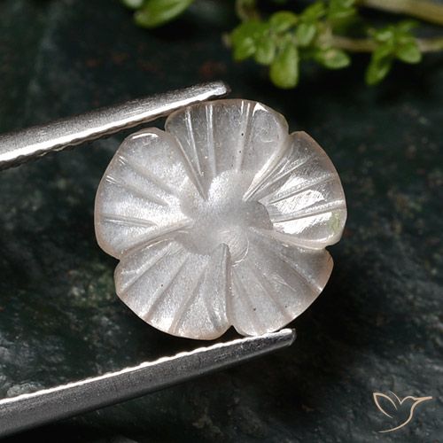 2.76ct 자연스러운 매우 밝은 갈색 월장석, 플라워 컷, 투명한