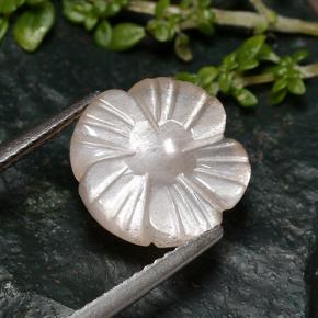 3.60캐럿 천연 매우 연한 핑크 문스톤, 플라워 컷, 11.4×11.3 mm, 투명한