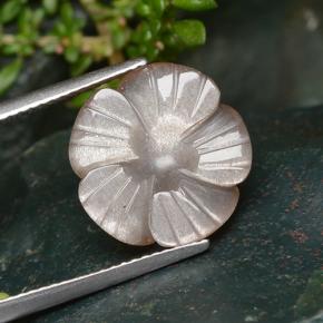 6.41캐럿 천연 피치 오렌지 문스톤, 플라워 컷, 14.1×13.8 mm, 투명한