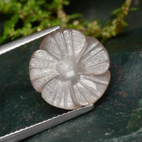 5.94캐럿 천연 피치 오렌지 문스톤, 플라워 컷, 13.2×13.1 mm, 투명한