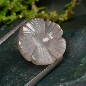 5.94캐럿 천연 피치 오렌지 문스톤, 플라워 컷, 13.2×13.1 mm, 투명한