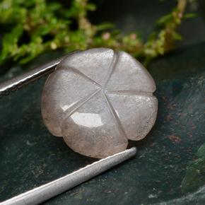 5.94캐럿 천연 피치 오렌지 문스톤, 플라워 컷, 13.2×13.1 mm, 투명한