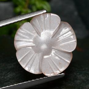 3.55캐럿 천연 매우 연한 핑크 문스톤, 플라워 컷, 13.3×13.1 mm, 투명한