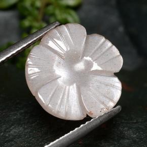 3.55캐럿 천연 매우 연한 핑크 문스톤, 플라워 컷, 13.3×13.1 mm, 투명한