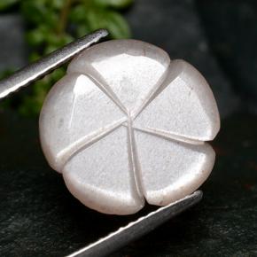 3.55캐럿 천연 매우 연한 핑크 문스톤, 플라워 컷, 13.3×13.1 mm, 투명한