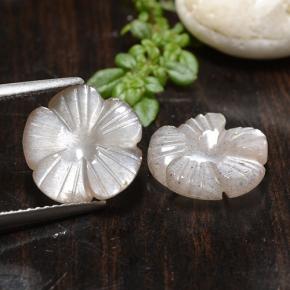 6.64캐럿 천연 매우 연한 핑크 문스톤 보석, 플라워 컷, 11.5×11.3 mm, 투명한