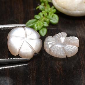 6.64캐럿 천연 매우 연한 핑크 문스톤 보석, 플라워 컷, 11.5×11.3 mm, 투명한