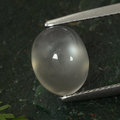 3.50캐럿 천연 매우 밝은 회색 문스톤, 타원형 컷, 10.1×8.1 mm, 투명한