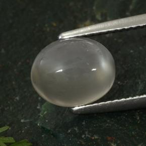 3.50캐럿 천연 매우 밝은 회색 문스톤, 타원형 컷, 10.1×8.1 mm, 투명한