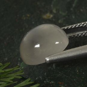 3.50캐럿 천연 매우 밝은 회색 문스톤, 타원형 컷, 10.1×8.1 mm, 투명한