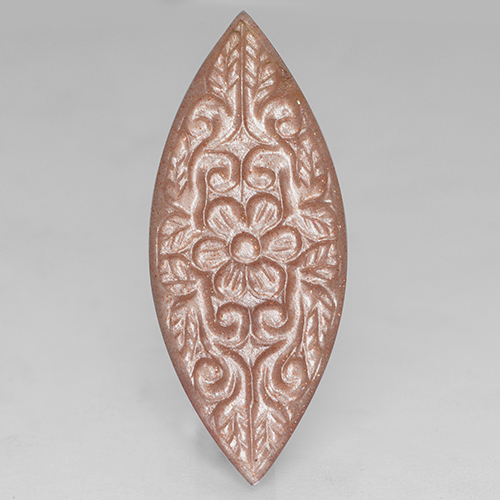 20.12캐럿 천연 피치 오렌지 문스톤, 마퀴즈, 42.5×17.8 mm, 투명한
