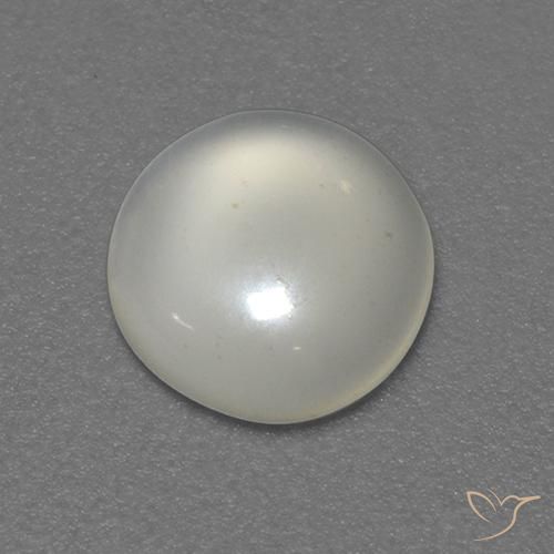 0.76캐럿 천연 따뜻한 화이트 문스톤, 라운드 컷, 6.77 mm, 투명한