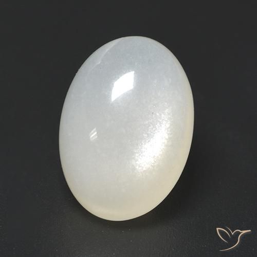 4.23캐럿 천연 반투명 흰색 문스톤, 타원형 컷, 12.3×8.7 mm, 투명한