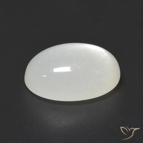 4.23캐럿 천연 반투명 흰색 문스톤, 타원형 컷, 12.3×8.7 mm, 투명한