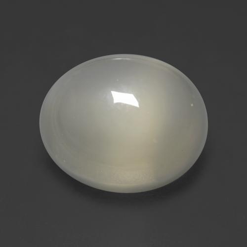 4.22캐럿 천연 매우 밝은 회색 문스톤, 타원형 컷, 11.1×9.2 mm, 투명한