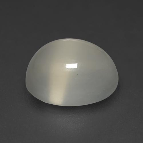 4.22캐럿 천연 매우 밝은 회색 문스톤, 타원형 컷, 11.1×9.2 mm, 투명한
