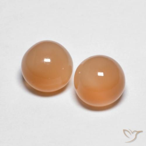 3.28ctw 자연스러운 Medium Light-Orange 월장석, 둥근, 투명한