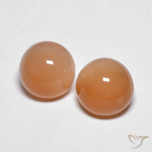 2.74ctw 자연스러운 Medium Light-Orange 월장석, 둥근, 투명한