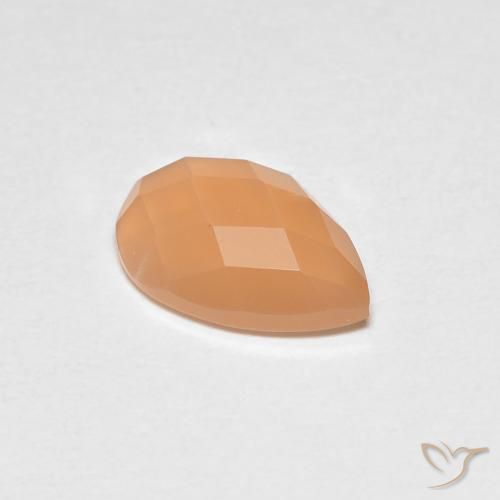 1.10ct 자연스러운 따뜻한 살구 오렌지 월장석, 배 모양, 투명한