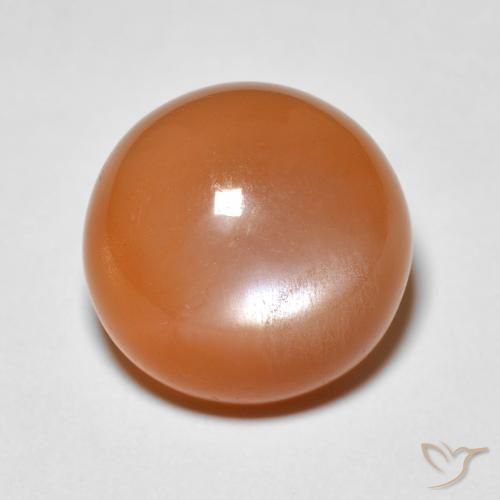 5.15ct 자연스러운 따뜻한 살구 오렌지 월장석, 둥근, 불투명체