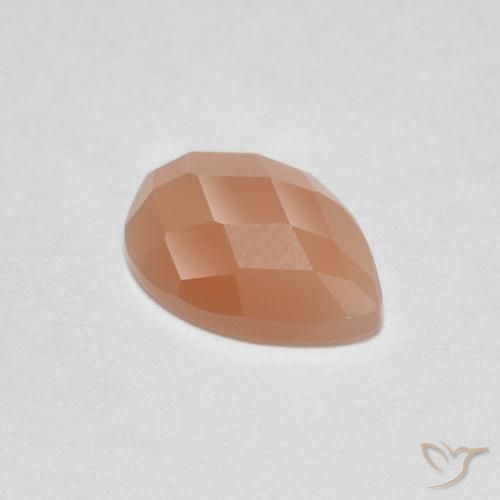 1.03ct 자연스러운 피치 오렌지 월장석, 배 모양, 투명한