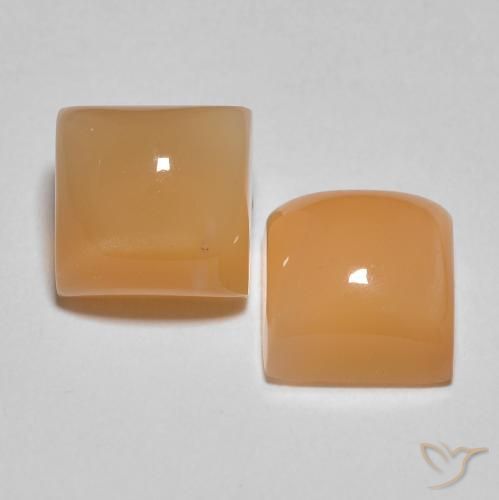 4.58캐럿 천연 Medium Light-Orange 월장석 보석, 정사각형, 투명한