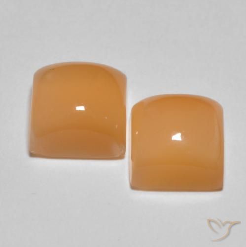 4.58캐럿 천연 Medium Light-Orange 월장석 보석, 정사각형, 투명한