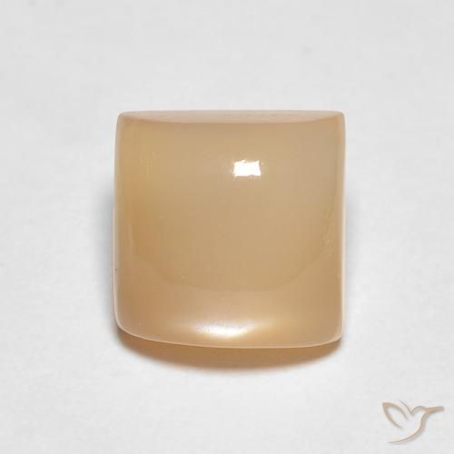 1.35ct 자연스러운 멜론 오렌지 월장석, 정사각형, 투명한