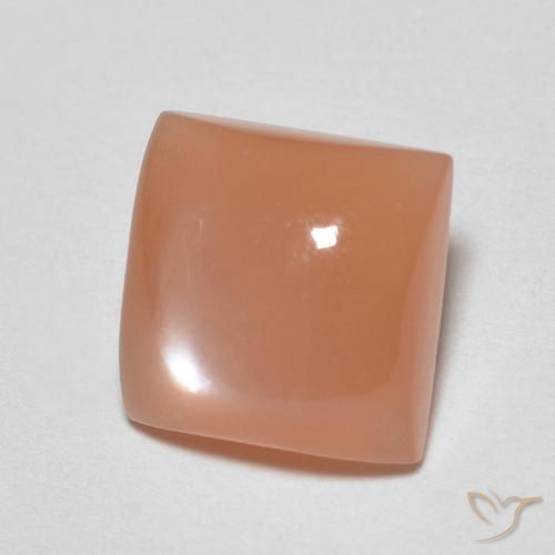 1.82캐럿 천연 멜론 오렌지 월장석, 정사각형, 투명한