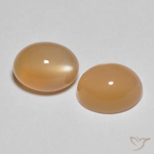 3.19캐럿 천연 Medium Light-Orange 월장석 보석, 타원형, 투명한