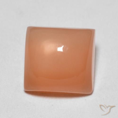 2.06ct 자연스러운 멜론 오렌지 월장석, 정사각형, 투명한