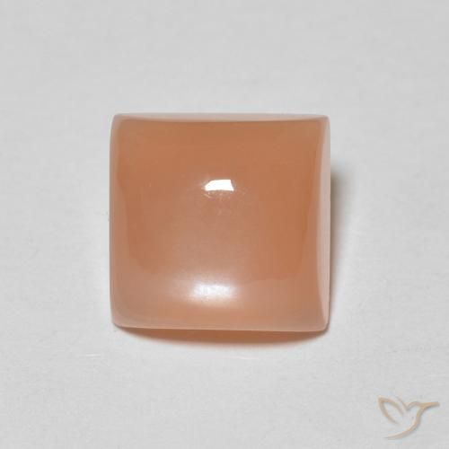 1.98ct 자연스러운 멜론 오렌지 월장석, 정사각형, 투명한