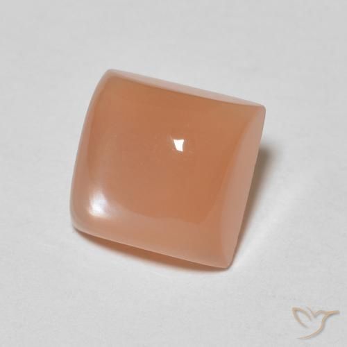 1.98캐럿 천연 멜론 오렌지 월장석, 정사각형, 투명한