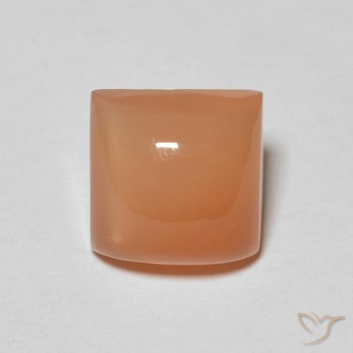 2.11ct 자연스러운 멜론 오렌지 월장석, 정사각형, 투명한