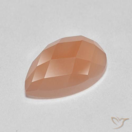 1.06ct 자연스러운 미디엄 오렌지 월장석, 배 모양, 투명한