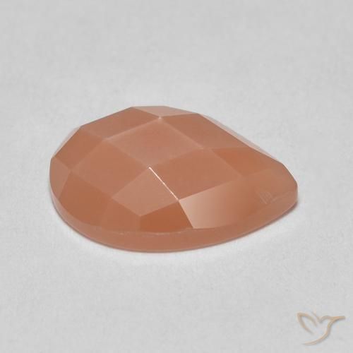 1.06캐럿 천연 멜론 오렌지 월장석, 배 모양, 투명한