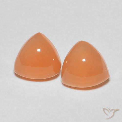 3.54캐럿 천연 라이트 오렌지 문스톤 보석, 트릴리언, 8×7.9 mm, 투명한